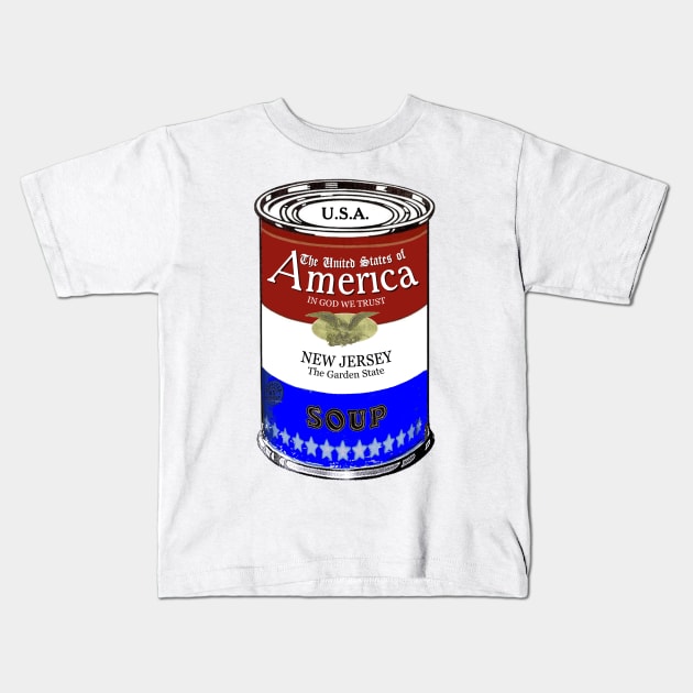 America Soup NEW JERSEY Pop Art Kids T-Shirt by BruceALMIGHTY Baker